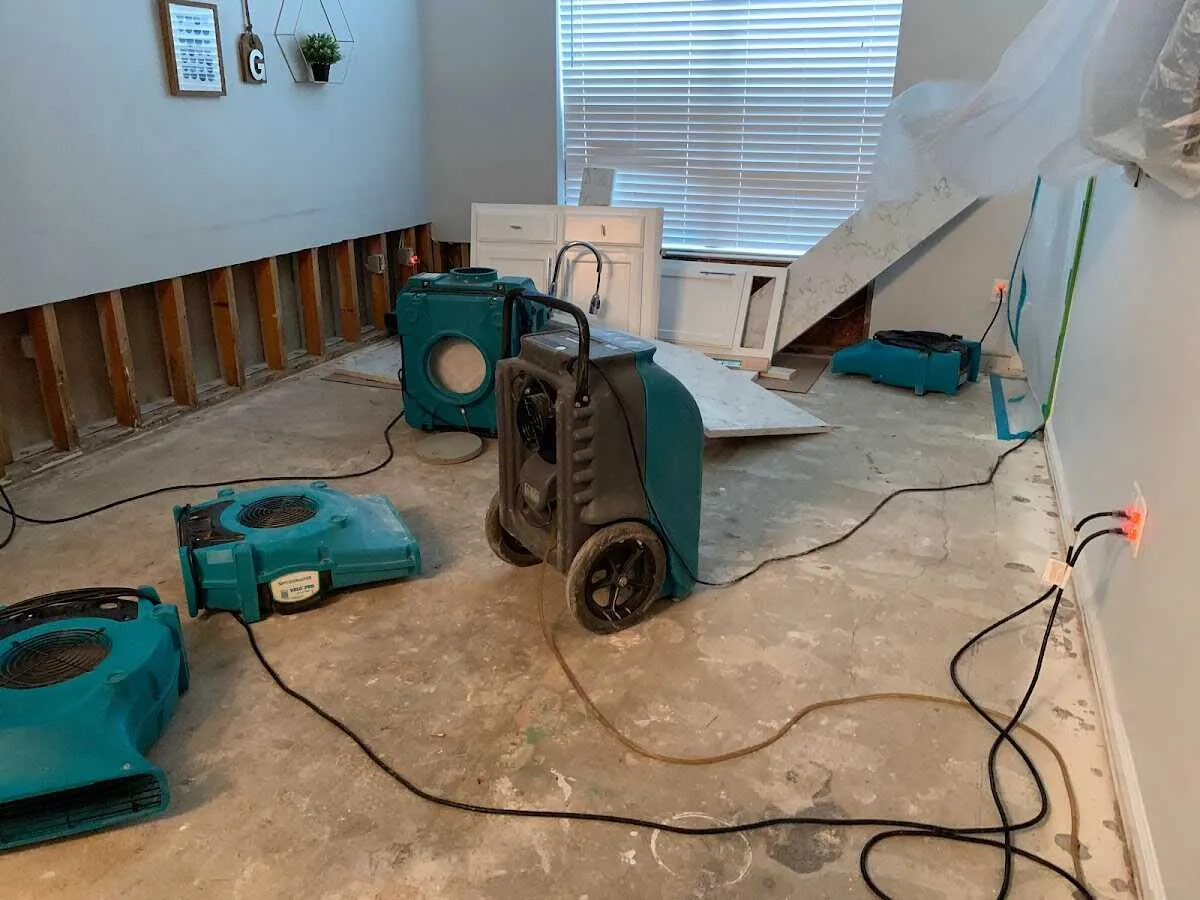Dehumidifier in flood-cut room for Water Damage Restoration in Thurmont